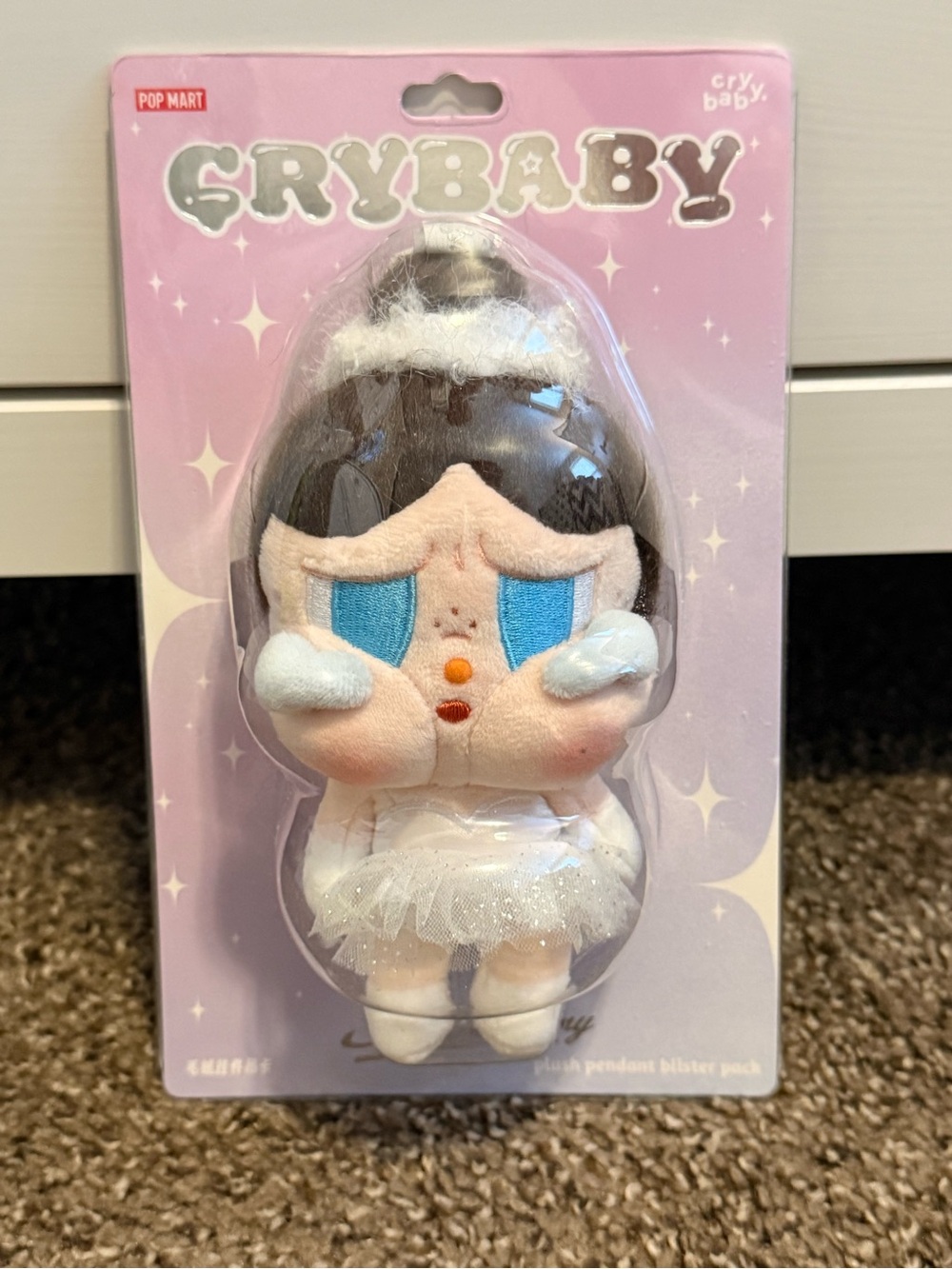 Crybaby Plush Pendant Blister Pack - Pink & White